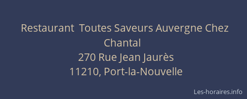 Restaurant  Toutes Saveurs Auvergne Chez Chantal