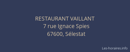 RESTAURANT VAILLANT