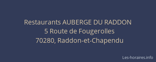 Restaurants AUBERGE DU RADDON