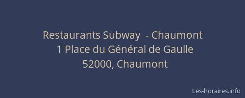 Restaurants Subway  - Chaumont