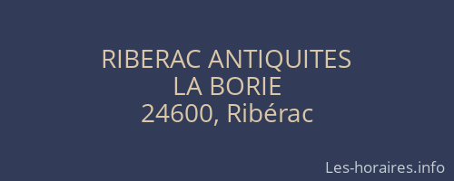 RIBERAC ANTIQUITES