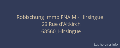 Robischung Immo FNAIM - Hirsingue