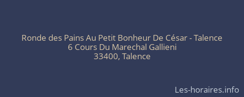 Ronde des Pains Au Petit Bonheur De César - Talence