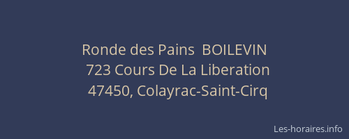 Ronde des Pains  BOILEVIN