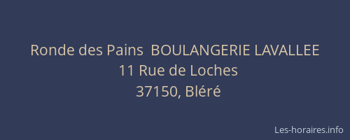 Ronde des Pains  BOULANGERIE LAVALLEE