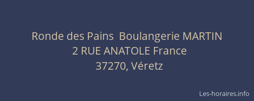 Ronde des Pains  Boulangerie MARTIN
