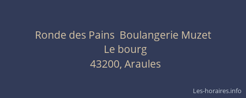 Ronde des Pains  Boulangerie Muzet