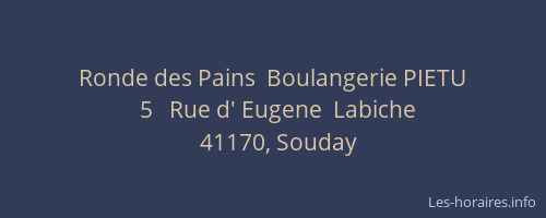 Ronde des Pains  Boulangerie PIETU