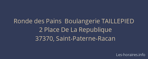 Ronde des Pains  Boulangerie TAILLEPIED