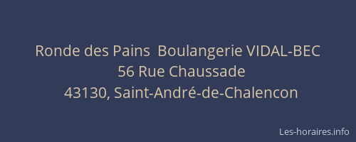 Ronde des Pains  Boulangerie VIDAL-BEC