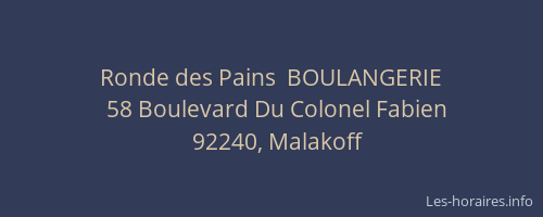 Ronde des Pains  BOULANGERIE