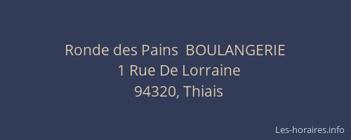 Ronde des Pains  BOULANGERIE