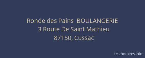 Ronde des Pains  BOULANGERIE
