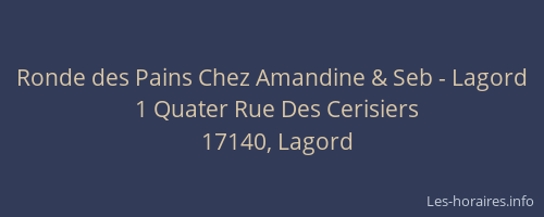 Ronde des Pains Chez Amandine & Seb - Lagord