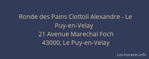 Ronde des Pains Ciottoli Alexandre - Le Puy-en-Velay