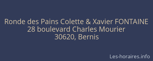 Ronde des Pains Colette & Xavier FONTAINE