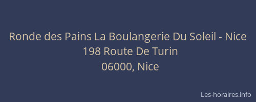 Ronde des Pains La Boulangerie Du Soleil - Nice