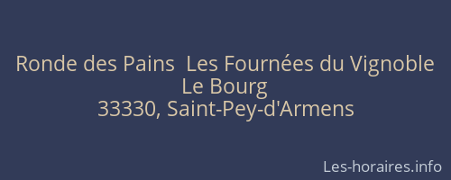 Ronde des Pains  Les Fournées du Vignoble