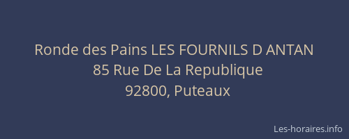 Ronde des Pains LES FOURNILS D ANTAN