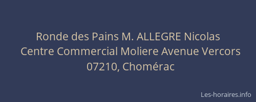 Ronde des Pains M. ALLEGRE Nicolas