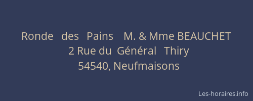 Ronde   des   Pains    M. & Mme BEAUCHET