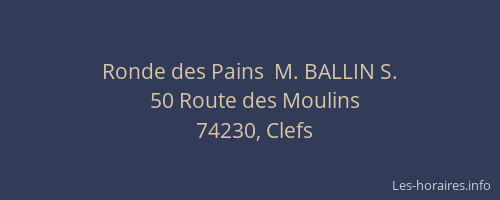 Ronde des Pains  M. BALLIN S.