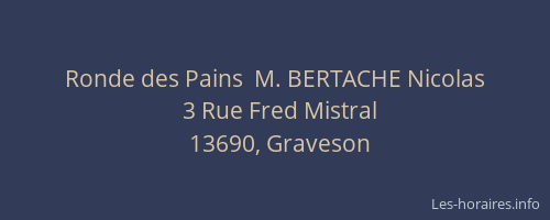 Ronde des Pains  M. BERTACHE Nicolas