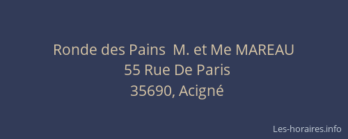 Ronde des Pains  M. et Me MAREAU