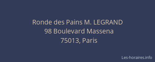 Ronde des Pains M. LEGRAND