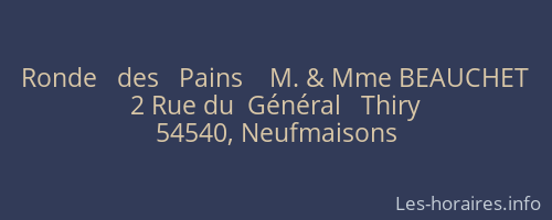 Ronde   des   Pains    M. & Mme BEAUCHET