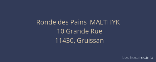 Ronde des Pains  MALTHYK