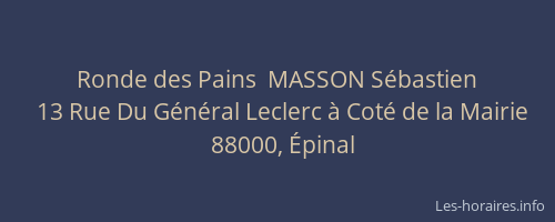 Ronde des Pains  MASSON Sébastien