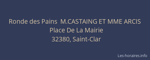 Ronde des Pains  M.CASTAING ET MME ARCIS