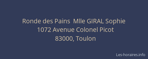 Ronde des Pains  Mlle GIRAL Sophie