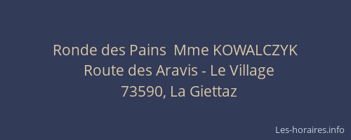 Ronde des Pains  Mme KOWALCZYK