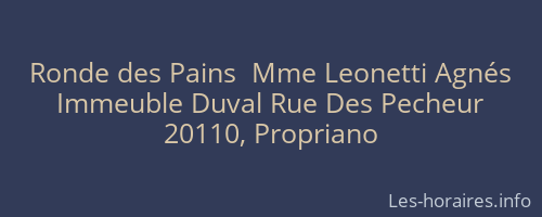 Ronde des Pains  Mme Leonetti Agn&eacute;s