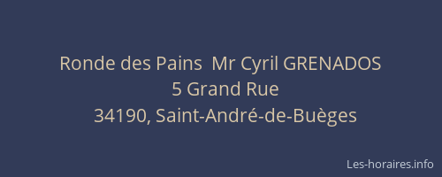 Ronde des Pains  Mr Cyril GRENADOS