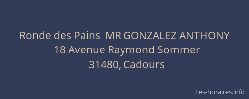Ronde des Pains  MR GONZALEZ ANTHONY