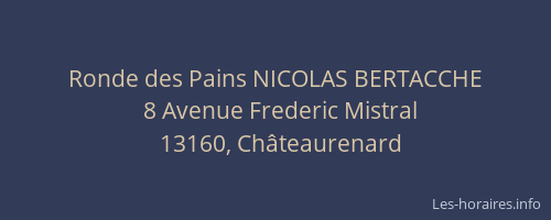 Ronde des Pains NICOLAS BERTACCHE