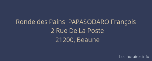 Ronde des Pains  PAPASODARO François