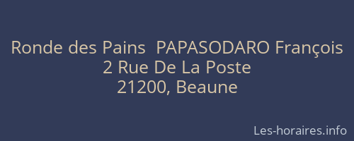 Ronde des Pains  PAPASODARO François