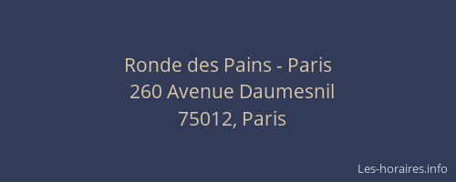 Ronde des Pains - Paris