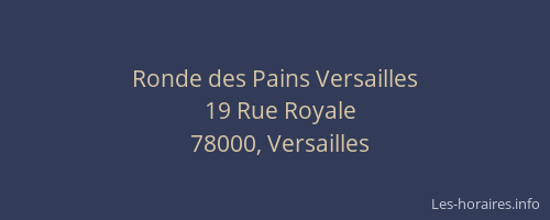 Ronde des Pains Versailles