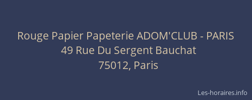 Rouge Papier Papeterie ADOM'CLUB - PARIS