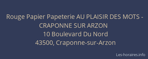 Rouge Papier Papeterie AU PLAISIR DES MOTS - CRAPONNE SUR ARZON