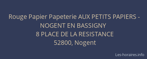 Rouge Papier Papeterie AUX PETITS PAPIERS - NOGENT EN BASSIGNY
