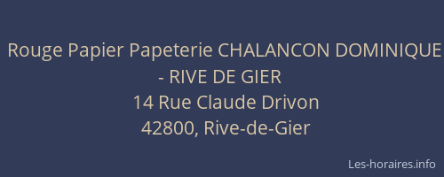 Rouge Papier Papeterie CHALANCON DOMINIQUE - RIVE DE GIER