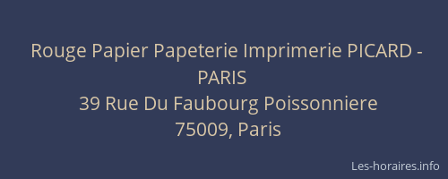 Rouge Papier Papeterie Imprimerie PICARD - PARIS
