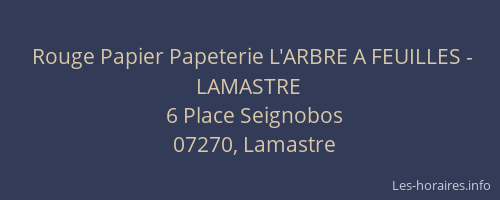 Rouge Papier Papeterie L'ARBRE A FEUILLES - LAMASTRE