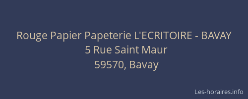 Rouge Papier Papeterie L'ECRITOIRE - BAVAY